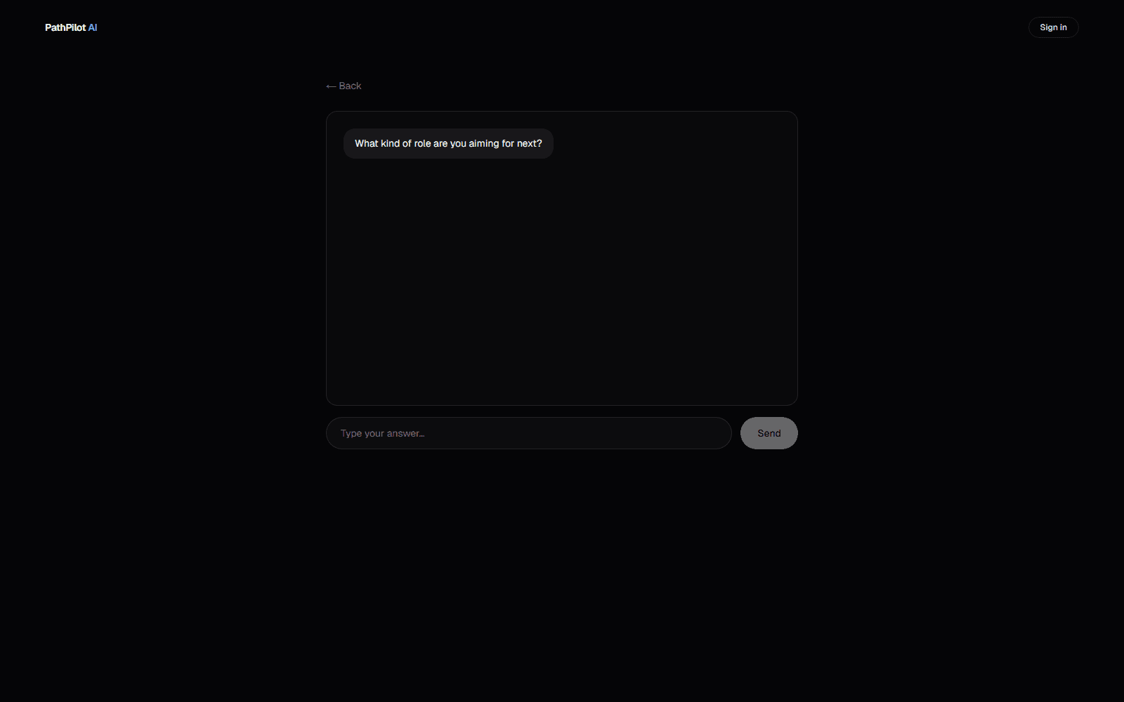 PathPilot AI chat wizard asking a profile question